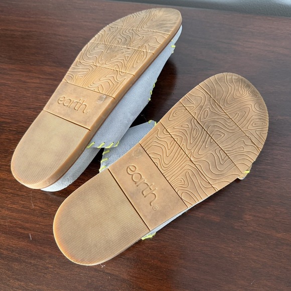 Earth Fausto Contrast Stitched Double Band Slip On Sandals Blue Suede Size 10 - Picture 5 of 6